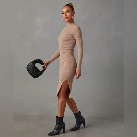 Vici Essential Mock Neck Knit Midi Dress - Picture 3 of 9